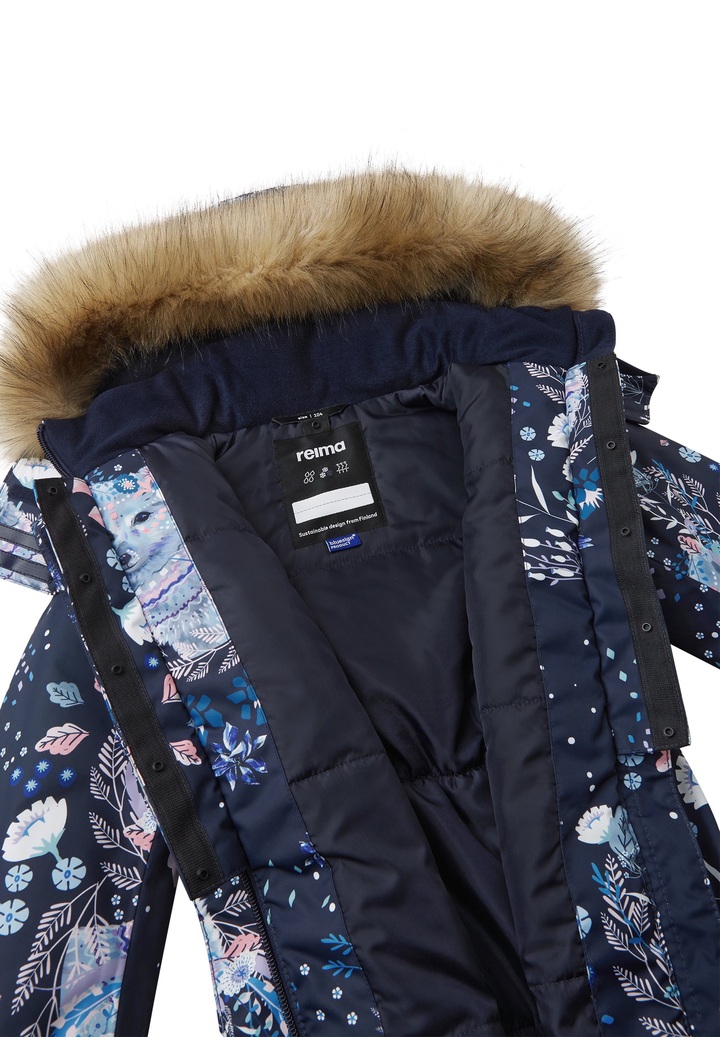 REIMA TEC Winterjacke/Parka Muhvi <br>Gr. 104 bis 140 <br>Kunstpelz abnehmbar, langer Schnitt<br> WS 12'000 mm
