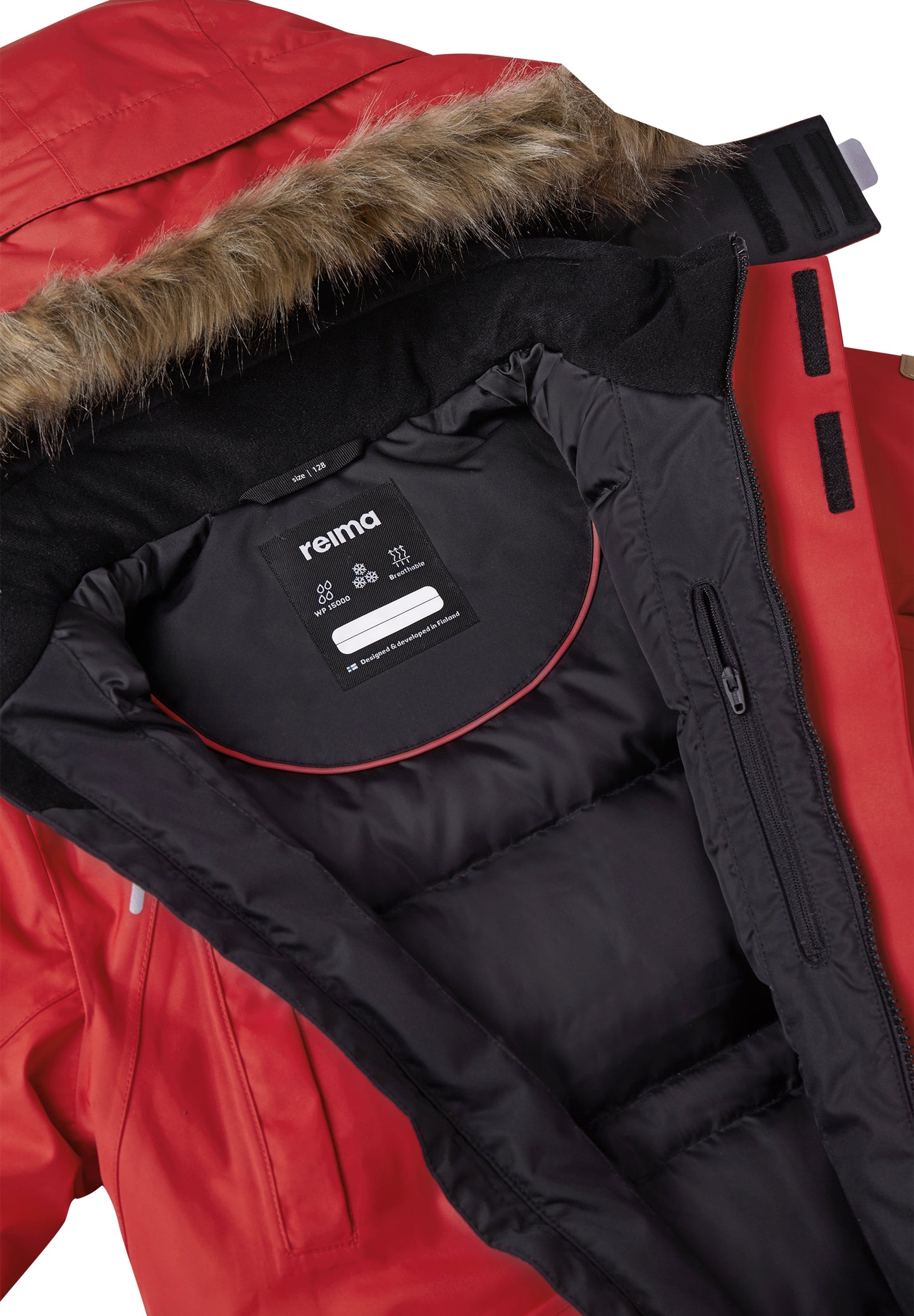 REIMA TEC warme Winter-Daunenjacke/Parka Serkku<br> Gr. 104 bis 164<br> auch ohne Kunst-Pelz tragbar<br> 100% wasserdicht<br> echte zertifizierte Daune, waschbar<br> WS 12'000 mm