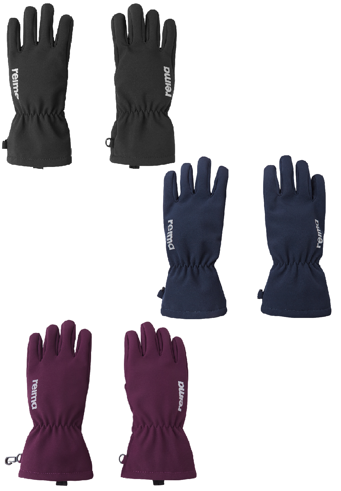 REIMA gefütterte Softshell Fingerhandschuhe <br>Tehden <br>Gr. 2 bis 8 (1-jährig - Erw.) <br>aussen Softshell<br> innen warmes Fleece<br> ideal für Übergangszeit + zum Velofahren<br> WS 10'000 mm