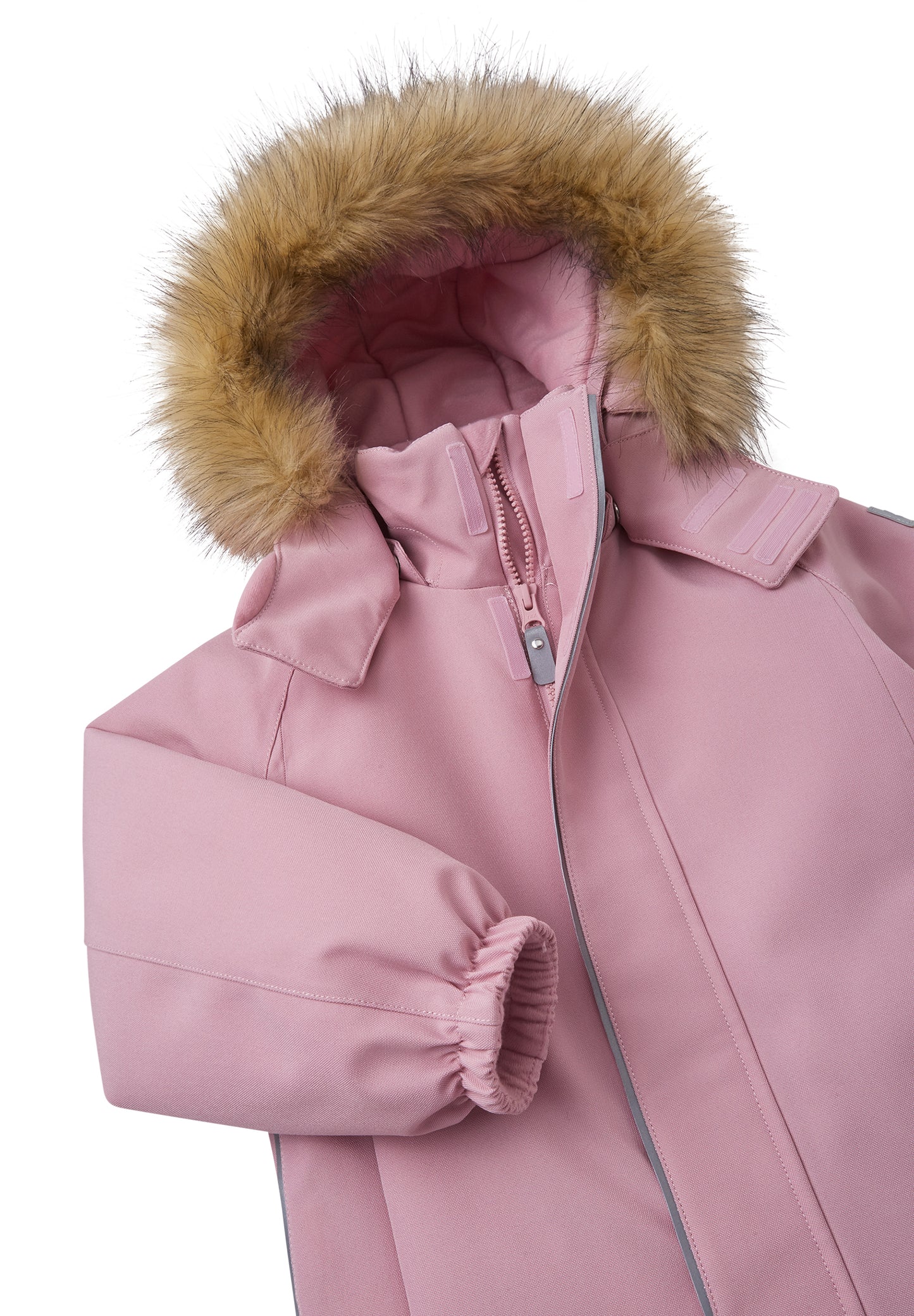 REIMA TEC+ Winteroverall/Skianzug <br>Trondheim <br>Gr. 110 bis 140 <br>extra robuster Po- und Knie/Schienbeinbereich <br> Taille regulierbar <br> Druckknopf am Beinende<br>auch ohne Kunstpelz tragbar <br>abnehmbare Fuss-Schlaufen<br> WS 10'000 mm