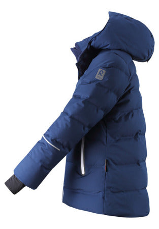 REIMA TEC Daunen Skijacke/Winterjacke Waken <br>Gr. 116, 128, 134, 140<br> echte zertifizierte Daune, waschbar<br> Schneefang & verstellbare Ärmelbündchen mit Lycraeinsätzen mit Daumenloch<br> funktionelle Details<br> WS >8'000 mm