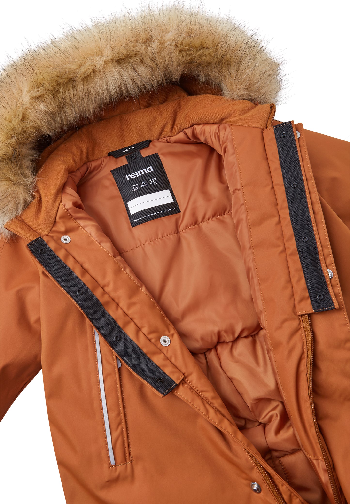 REIMA TEC Winteroverall/Skianzug<br> Gotland <br>Gr. 74 bis 98<br> Po-Bereich extra dick isoliert<br> auch ohne Kunst-Pelz tragbar<br> abnehmbare Fuss-Schlaufen<br> WS >12'000 mm