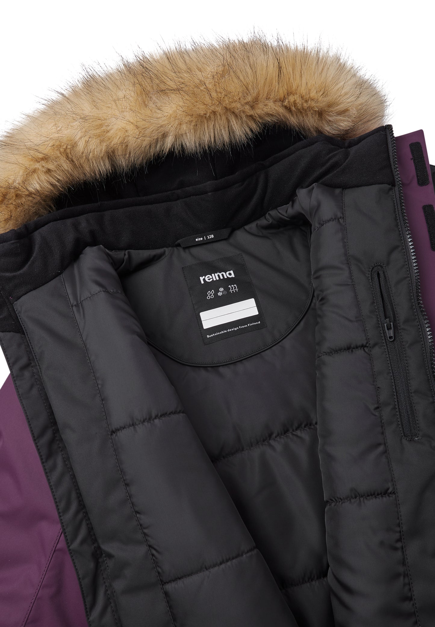 REIMA TEC warme Winterjacke/Parka Naapuri <br> Gr. 158<br> auch ohne Kunst-Pelz tragbar<br> 100% wasserdicht<br> warm wattiert mit Fellex (hochwertige künstliche Daune) <br> WS 12'000 mm