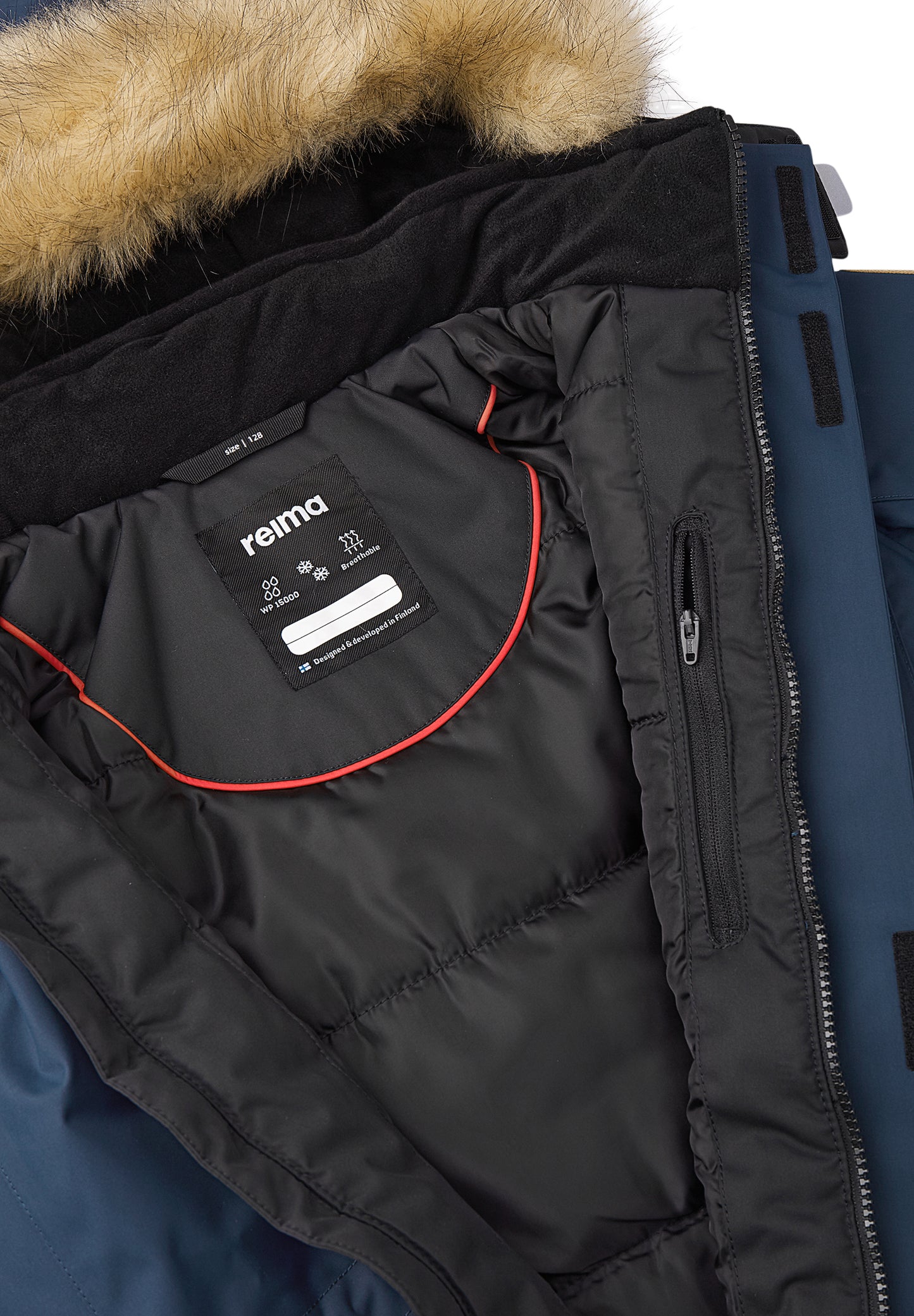 REIMA TEC warme Winterjacke/Parka Naapuri <br> Gr. 128 bis 164<br> auch ohne Kunst-Pelz tragbar<br> 100% wasserdicht<br> warm wattiert mit Fellex (hochwertige künstliche Daune) <br> WS 12'000 mm