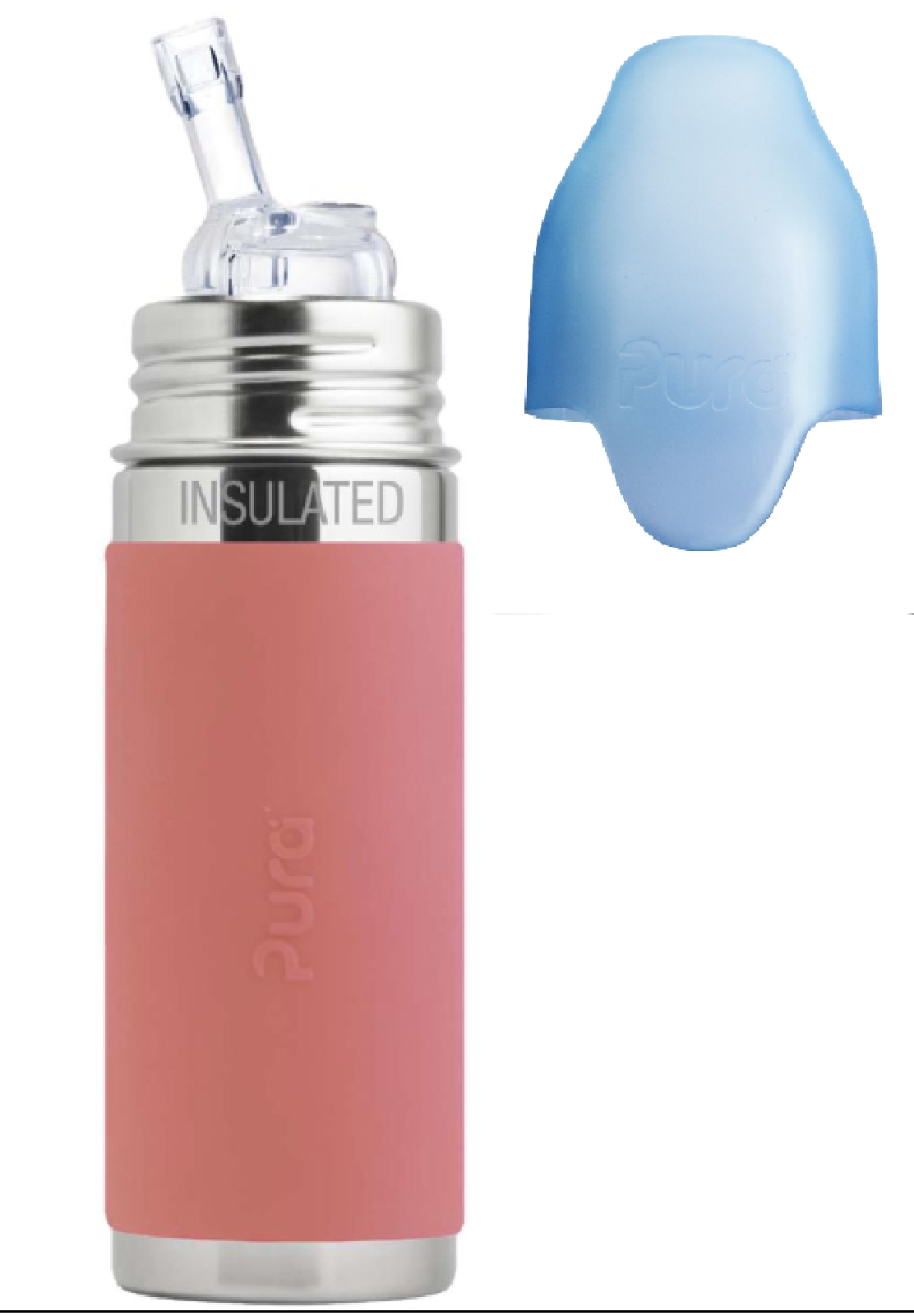 Pura Trinkflasche MIT Isolierung 260ml aus 100% Edelstahl und Sauger aus 100% med. Silikon