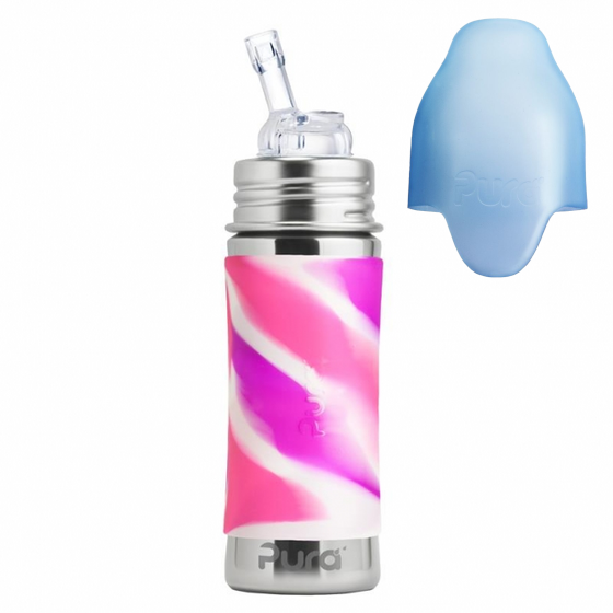 Pura Trinkflasche OHNE Isolierung 325ml aus 100% Edelstahl und Sauger aus 100% med. Silikon