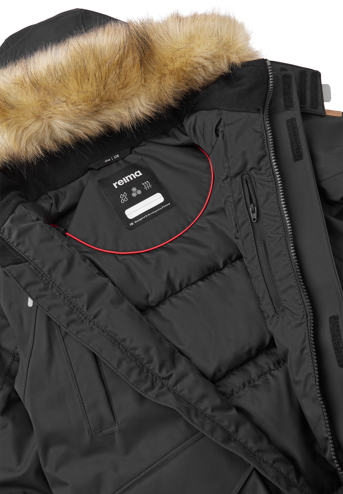 REIMA TEC warme Winter-Daunenjacke/Parka Serkku<br> Gr. 104 bis 164<br> auch ohne Kunst-Pelz tragbar<br> 100% wasserdicht<br> echte zertifizierte Daune, waschbar<br> WS 12'000 mm