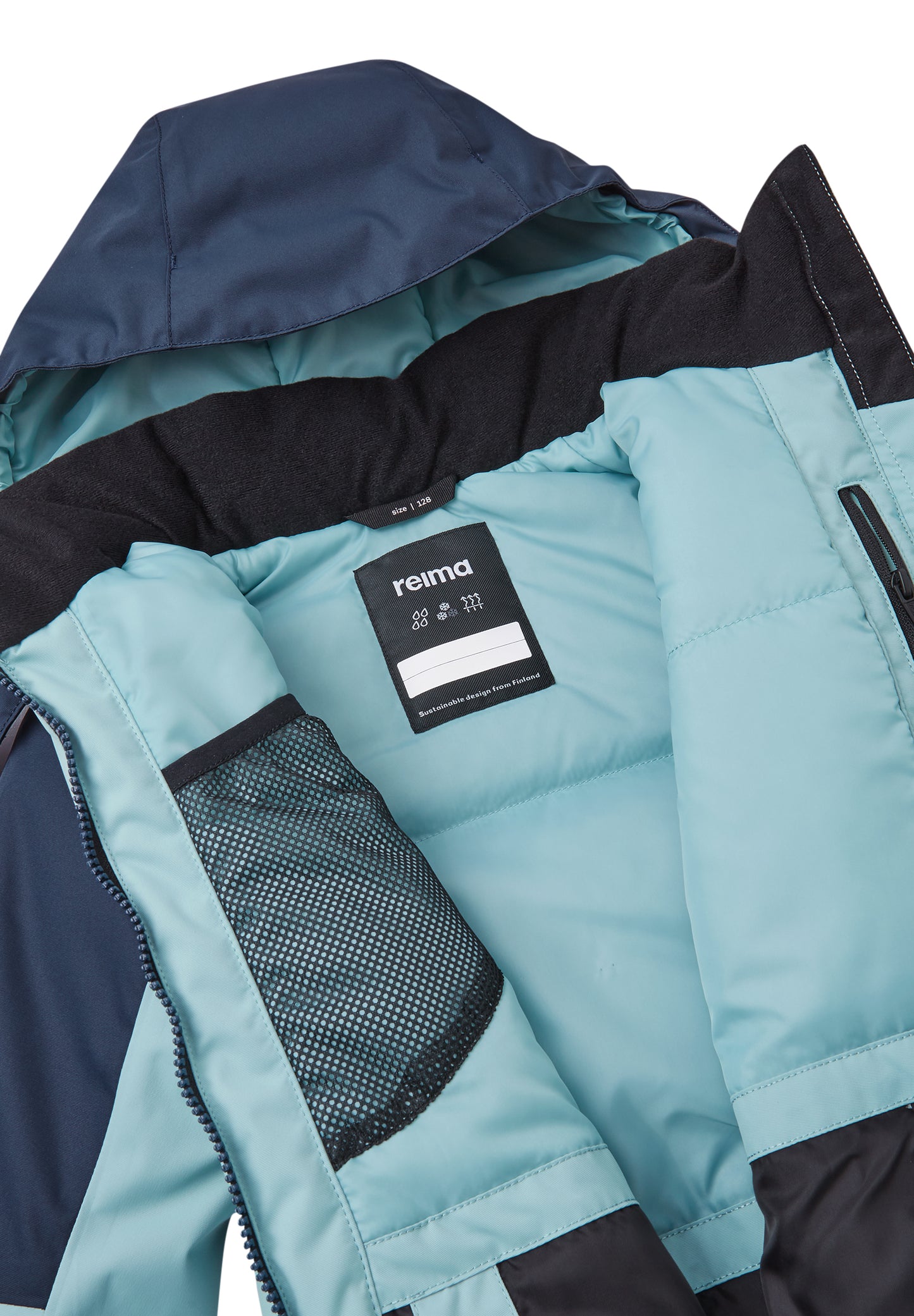 REIMA TEC Skijacke/Winterjacke Soppela <br>Gr. 110, 128, 134, 140, 146, 152, 158, 164 <br> Schneefang & verstellbare Ärmelbündchen mit Lycraeinsätzen<br> funktionelle Details<br> WS 10'000 mm