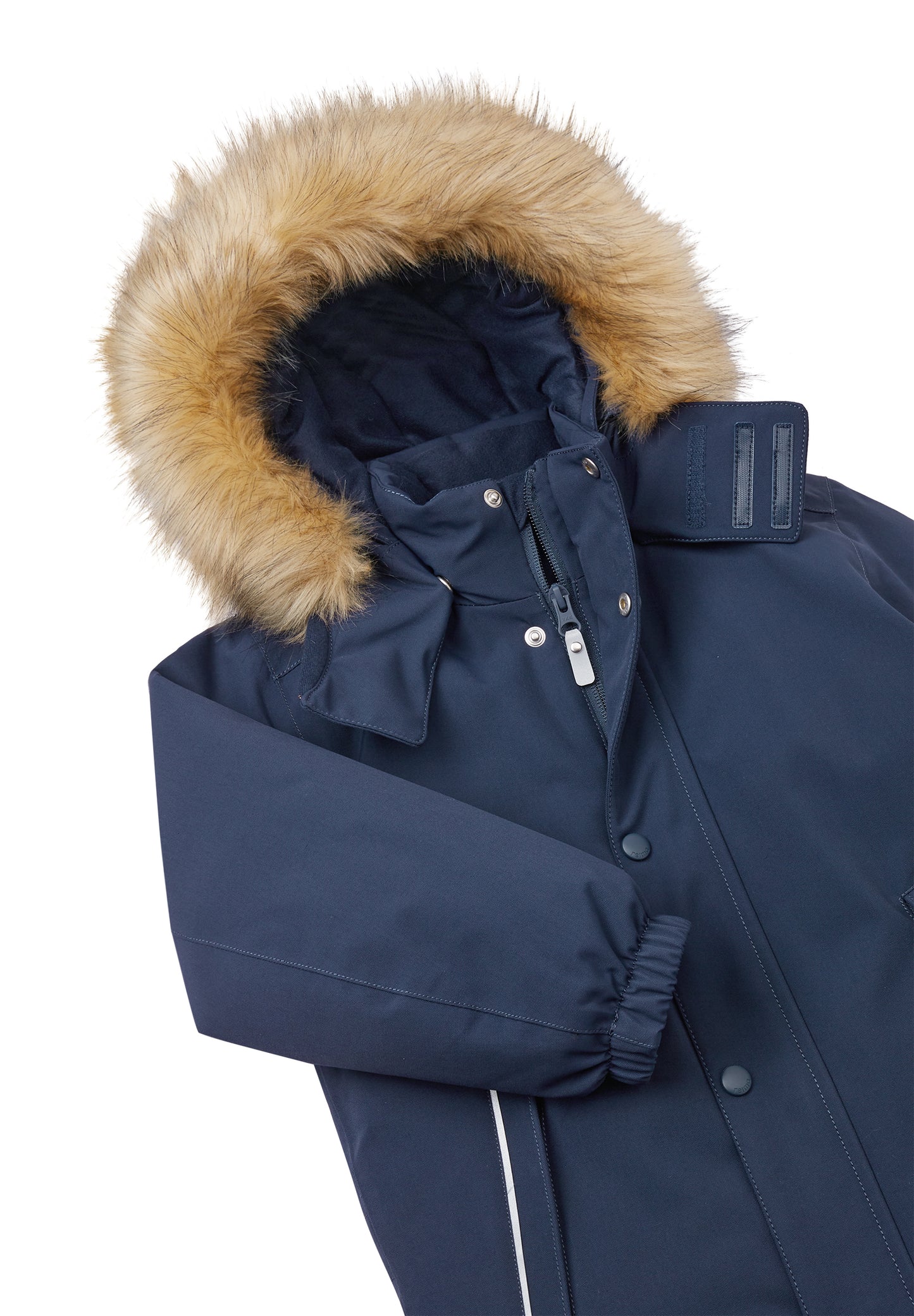 REIMA TEC+ Winteroverall/Skianzug <br>Stavanger <br>Gr. 104 bis 140 <br>extra robuster Po- und Knie/Schienbeinbereich <br> Taille regulierbar <br>auch ohne Kunstpelz tragbar <br>abnehmbare Fuss-Schlaufen<br> WS 12'000 mm
