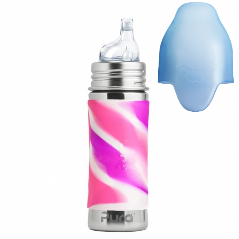 Pura Trinkflasche OHNE Isolierung 325ml aus 100% Edelstahl und Sauger aus 100% med. Silikon