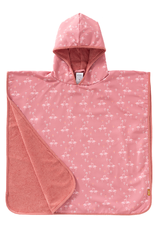 FRESK Kinder UV-Bade-Poncho Cape Badetuch mit UV-Schutz 50 rosa Flamingo
