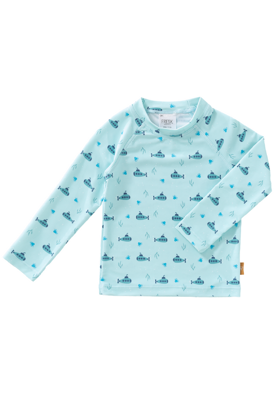 FRESK Kinder UV-Shirt / Badeshirt mit UV-Schutz 50 hellblau U-Boot