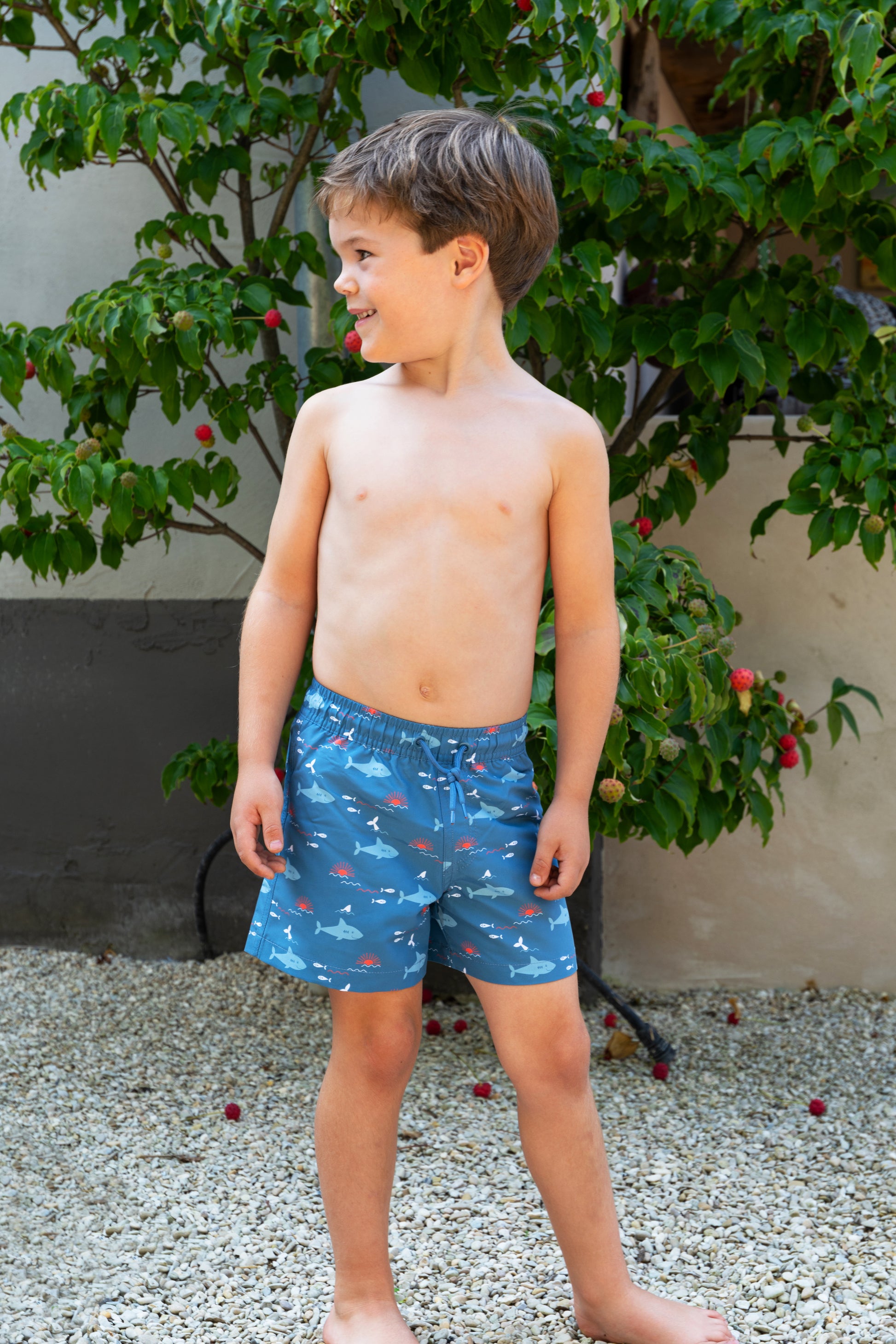 FRESK Kinder Badeshort / Badehose mit UV-Schutz 50 blau Hai