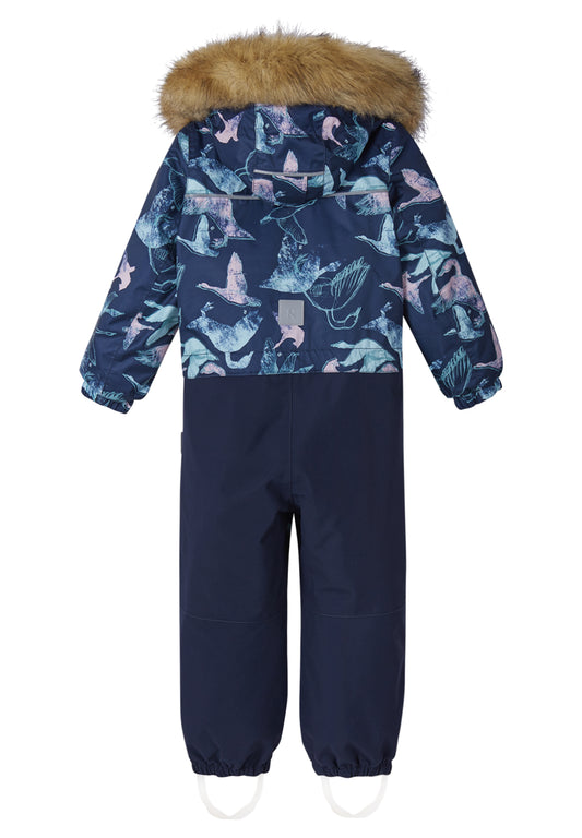 REIMA TEC+ Winteroverall/Skianzug <br>Kipina <br>Gr. 104, 116, 122, 128, 140 <br>extra robuster Po-Bereich <br> Taille regulierbar <br> Beinende mit Druckknopf erweiterbar<br>auch ohne Kunstpelz tragbar <br>abnehmbare Fuss-Schlaufen<br> WS 12'000 mm