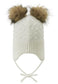 Reima Mütze mit Bändel <br>Myyry <br>Gr. 46 bis 54 <br>innen hautfreundliches Fleece<br> aussen warme, wasserabweisende Merino-Wolle<br> Windstopper-Membrane im Ohrbereich<br> zwei süsse Kunstfell-Pompoms
