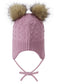 Reima Mütze mit Bändel <br>Myyry <br>Gr. 46 bis 54 <br>innen hautfreundliches Fleece<br> aussen warme, wasserabweisende Merino-Wolle<br> Windstopper-Membrane im Ohrbereich<br> zwei süsse Kunstfell-Pompoms