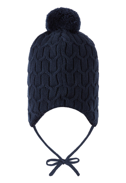 REIMA Mütze mit Bändel <br>Nunavut <br>Gr. 46 - 52 <br>innen hautfreundliches Fleece<br> aussen warme, wasserabweisende Merino-Wolle<br> Windstopper-Membrane im Ohrbereich
