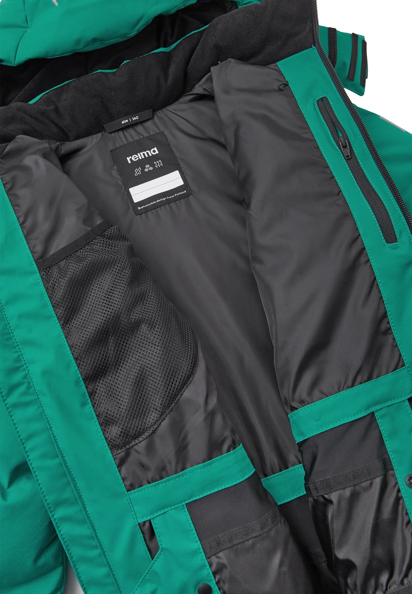 REIMA TEC warme Daunen-Skijacke/Winterjacke AKTIONSFARBE<br>Vaattunki <br>Gr. 104<br>zertifizierte Daune, waschbar<br> Schneefang & verstellbare Ärmelbündchen mit Lycraeinsätzen mit Daumenloch<br>funktionelle Details <br>WS 10'000 mm