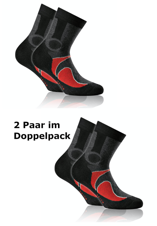 ROHNER Sport-Socken/Wander-Socken<br> Basic Trekking<br> 23-26, 27-30, 31-34, 35-38 <br>Klima-ausgleichend<br>waden-hoch, anatomische Passform<br>mit Schurwoll-Anteil<br> DOPPELPACK !